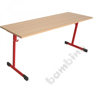 Table T 130x50 size 3, 2p., frame red, tabletop birch, edge banding ABS, corners straight
