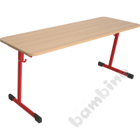Table T 130x50 size 3, 2p., frame red, tabletop birch, edge banding ABS, corners rounded