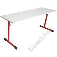 Table T 130x50 size 3, 2p., frame red, tabletop white, edge banding ABS, corners straight