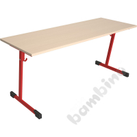 Table T 130x50 size 3, 2p., frame red, tabletop maple, edge banding ABS, corners straight