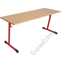 Table T 130x50 size 3, 2p., frame red, tabletop beech, edge banding ABS, corners straight