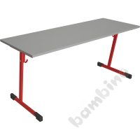 Table T 130x50 size 3, 2p., frame red, tabletop grey, edge banding ABS, corners straight