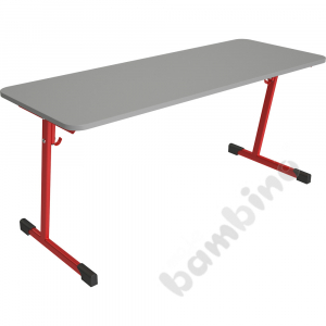 Table T 130x50 size 3, 2p., frame red, tabletop grey, edge banding ABS, corners rounded