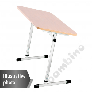Table T slanted 100x50 size 5-6, 1p., frame yellow, tabletop grey, edge banding ABS, corners rounded