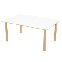 Flexi rectangular table - white, beech legs