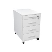 Container with a pencil case and drawers - white