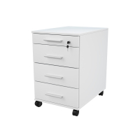 Container with a pencil case and drawers - white