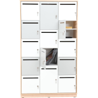 Quadro - cabinet with 14 lockers 90 - maple