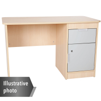 Quadro - white desk with drawer and cabinet - grey