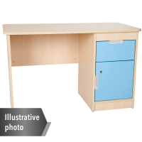 Quadro - white desk with drawer and cabinet - light blue