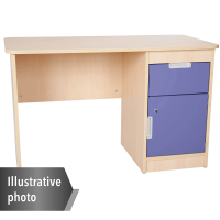 Quadro - white desk with drawer and cabinet - blue
