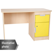 Quadro - white desk with drawer and cabinet - yellow