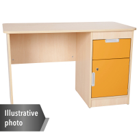 Quadro - white desk with drawer and cabinet - orange