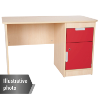 Quadro - white desk with drawer and cabinet - red
