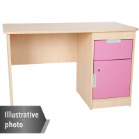 Quadro - white desk with drawer and cabinet - light pink