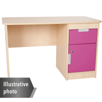 Quadro - white desk with drawer and cabinet - pink