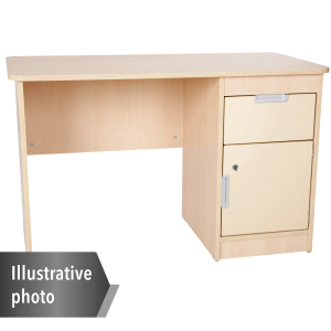 Quadro - white desk with drawer and cabinet - beige