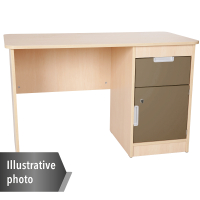 Quadro - white desk with drawer and cabinet - brown