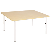 Kindergarten table maple with white legs, H. 59-76