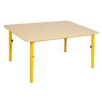 Kindergarten table maple with yellow legs, H. 59-76