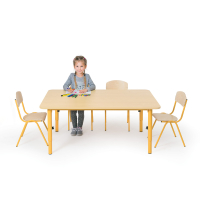 Kindergarten table maple with yellow legs, H. 40-59