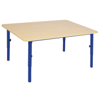 Kindergarten table maple with blue legs, H. 59-76