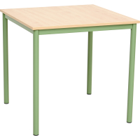 Mila table 80 x 80 size 6, four-seater, olive frame, maple tabletop, ABS edge banding, straight corners