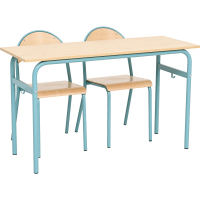 Daniel table double with P chair size 6, turquoise