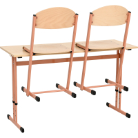 IN-R table double with T chair size 6, salmon