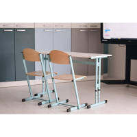 IN-R table double with T chair size 6, turquoise