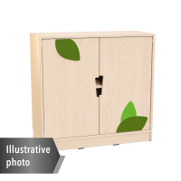 Echtholz - M cabinet with 1 shelf, doors with applique and cutout handles, with wheels