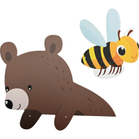 Application - little bear and bee for a cork board 100 x 200 cm