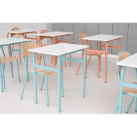 Daniel table 70 x 50 size 6, single, turquoise frame, white tabletop, ABS edge banding, straight corners