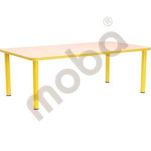 Rectangular table with yellow edge